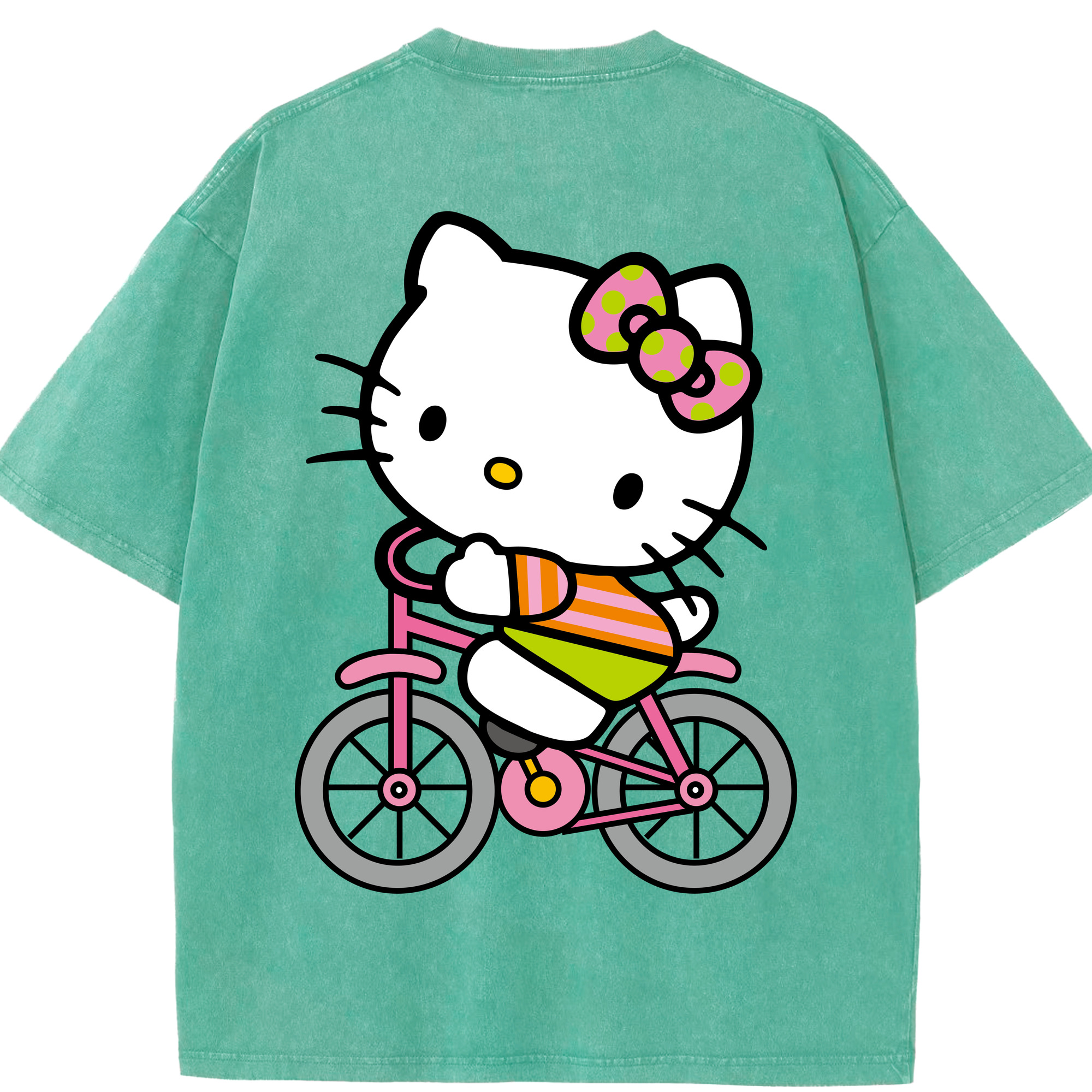 （画像用） Hello Kitty ハローキティ 綿100% ヴィンテージ風 半袖Tシャツ（背面プリント）